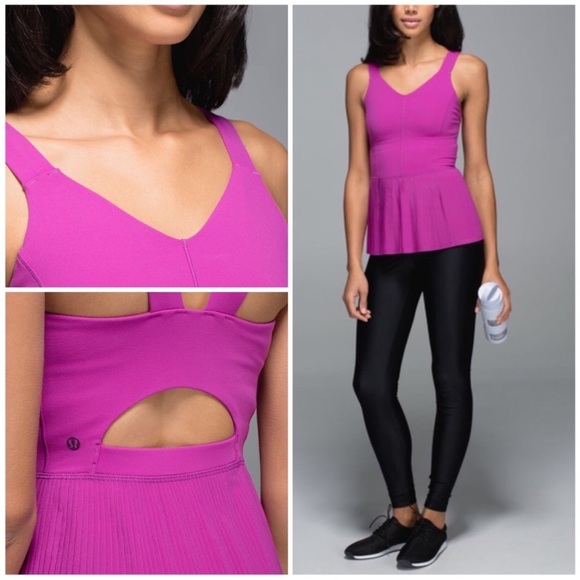 Lululemon women’s City Tank 10 Ultra Violet peplum pleated athletic Athleisure - Picture 3 of 8